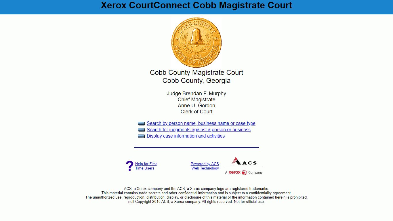 Xerox CourtConnect Cobb Magistrate Court
