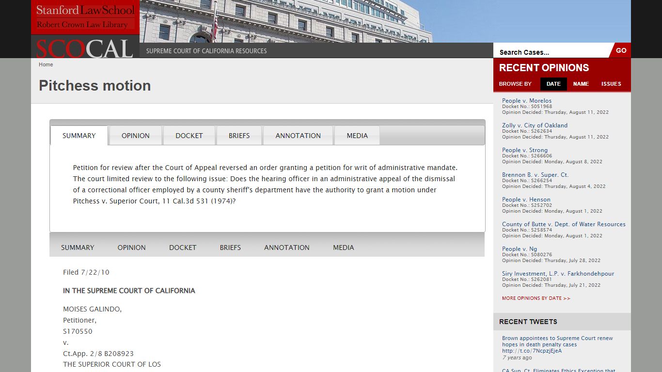Pitchess motion | California Supreme Court Resources